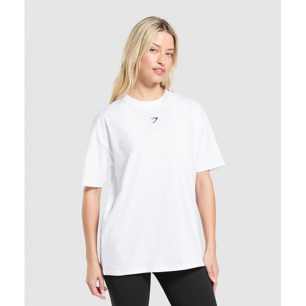 Gymshark Trace Graphic Oversized T shirT whiTe B4b3p Wb57