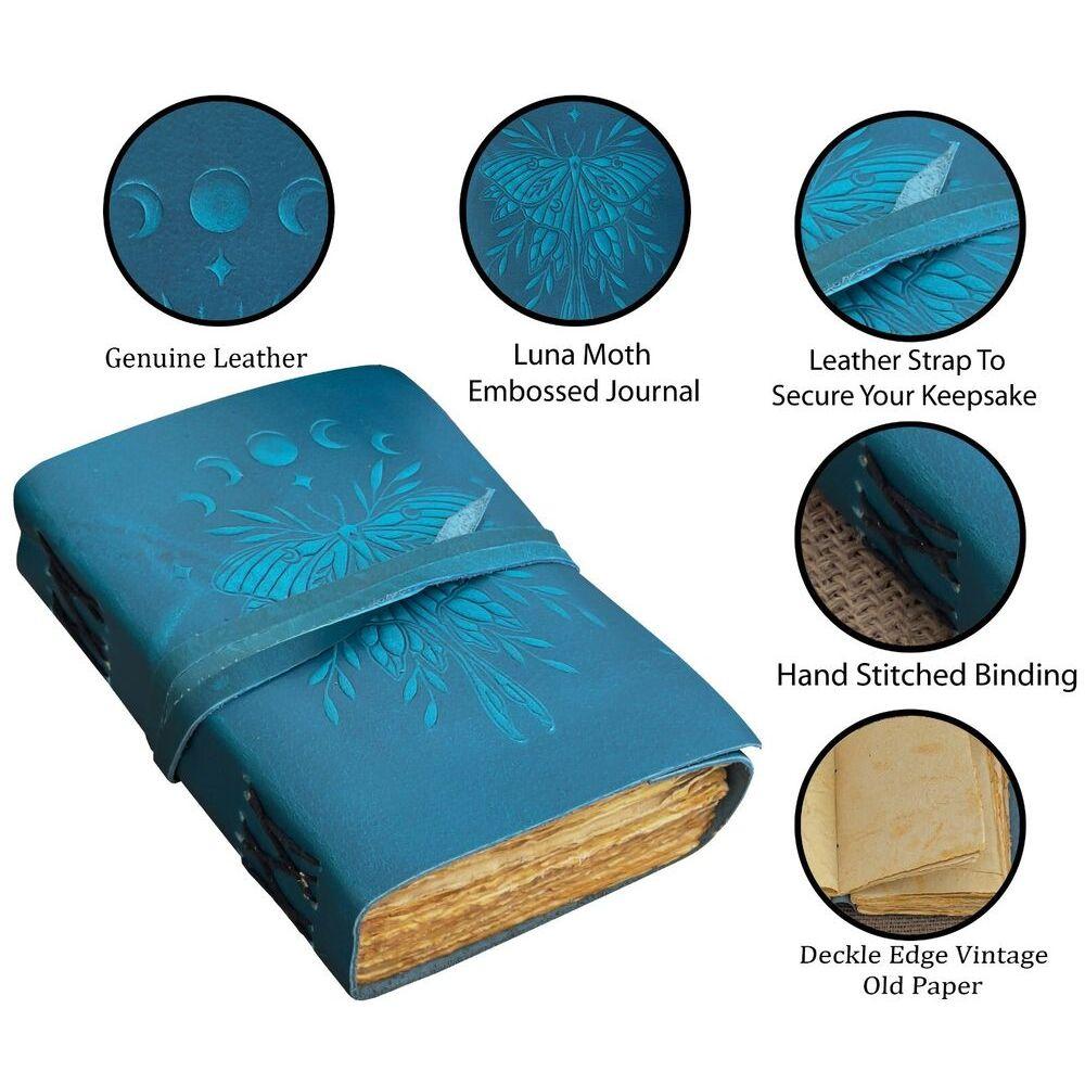Кожаный журнал Luna Moth на заказ, бесплатная персонализация, 5 x 7 дюймов, без подкладки