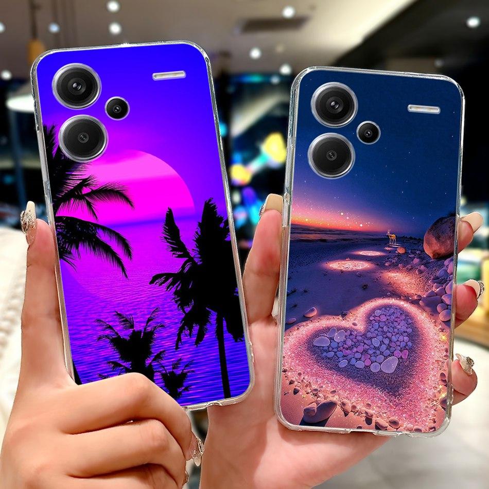 Чехол для телефона Xiaomi Redmi Note 13 Pro Plus 5G Redmi Note13 13 Pro 13 Pro+ 5G Элегантный Цветочный Кот Мягкий Силикон Прозрачный ТПУ Чехлы