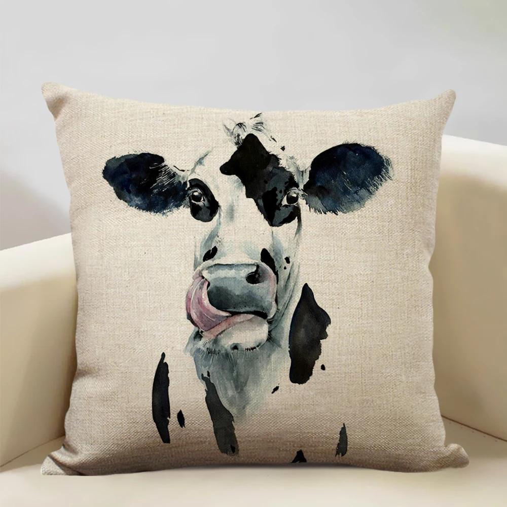 Акварельный Животное Лошадь Курица Ящерица Корова Антилопа Декоративная Наволочка 45x45см Чехол на Подушку для Дивана Домашний Декор