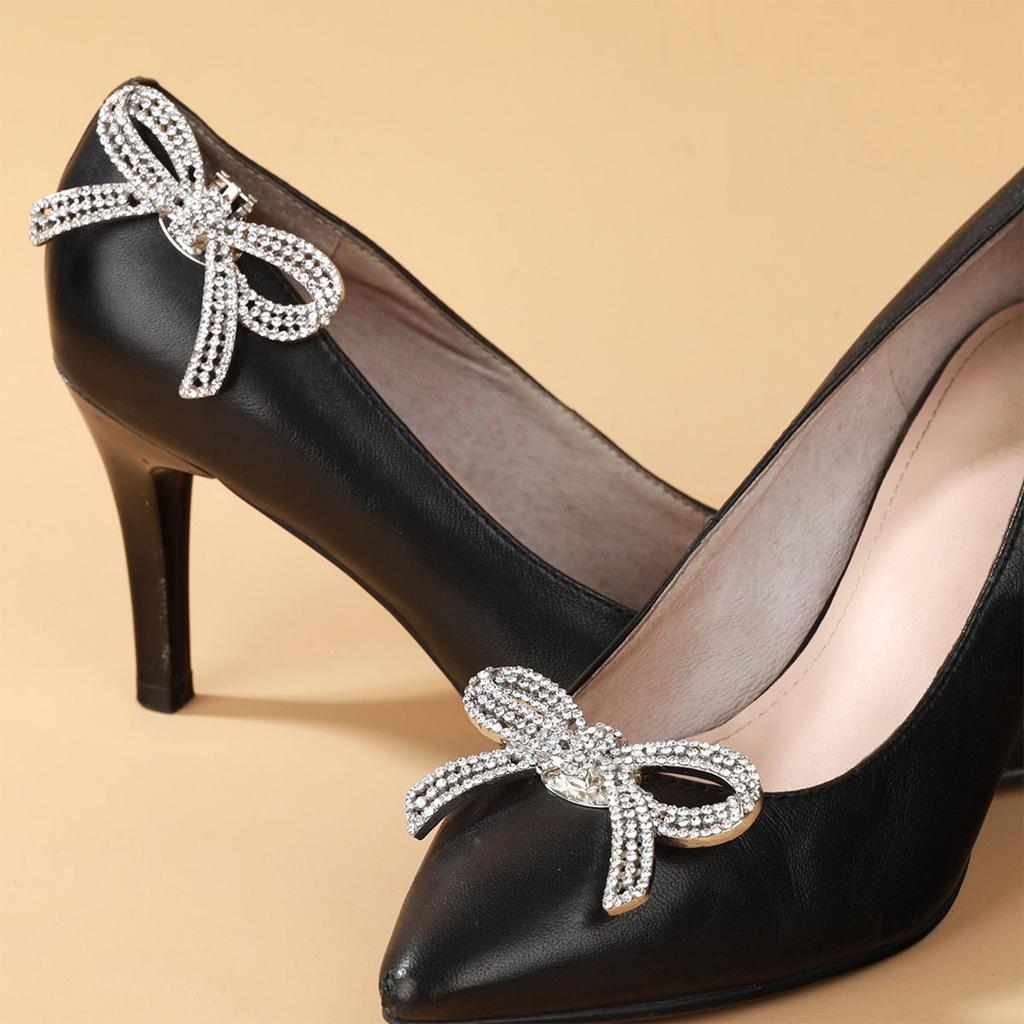 Bowknot Detachable Rhinestone Shoe Buckle 1pc
