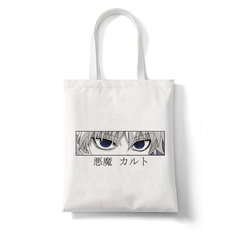 Anime Shopper Bag Hunter X Hunter Killua Zoldyck Shopping Bag Canvas Bag Tote Large Capacity Collapsible Handbags Shoulder Bag