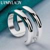 URMYLADY Кольцо из стерлингового серебра 925 пробы, двойное, круглое, регулируемое, для женщин, шарм, модная бижутерия