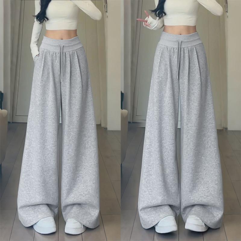 Gray Sweatpants Women's Autumn New Wide-leg Casual Loose Lazy Comfortable Loose Pants