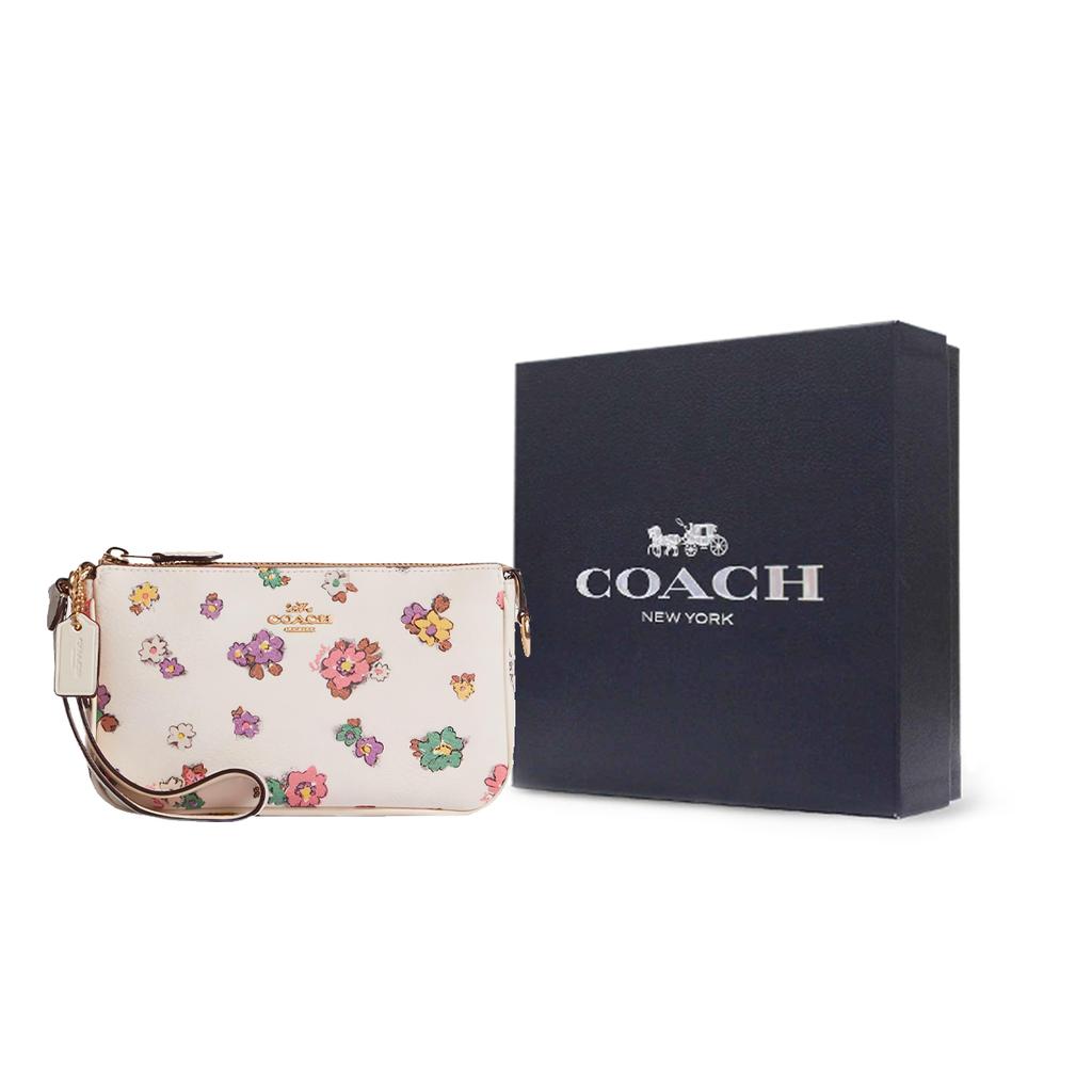 New COACH Nolita Refined Pebbled Leather Pochette, Shoulder Bag, Wrist Bag, Clutch Small Size Women's White CA738-IMCAH