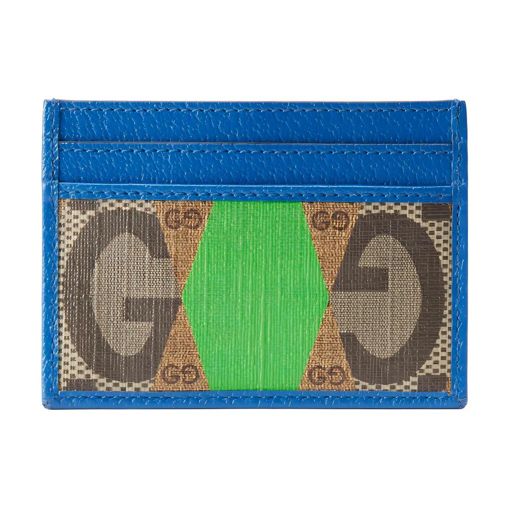 Gucci GG Rhombus Print Card Case Green Women Wallets 673002-AABDC-9799
