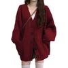 Кардиган с V-образным вырезом в стиле ленивого ветра 2025 новый простой свитер женский весенне-осенне-зимний повседневный свободный вязаный свитер