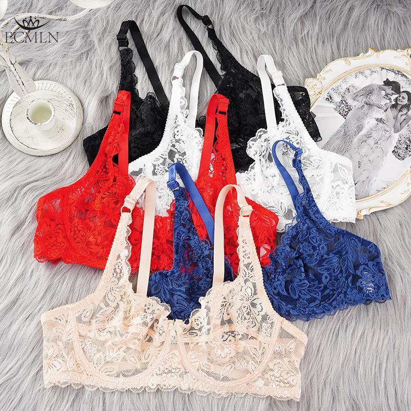 Women Lace Lingerie Plus Size No Padded Bra Women Fashion Ultra Thin Bra Transparent Sexy Single Layer Lace