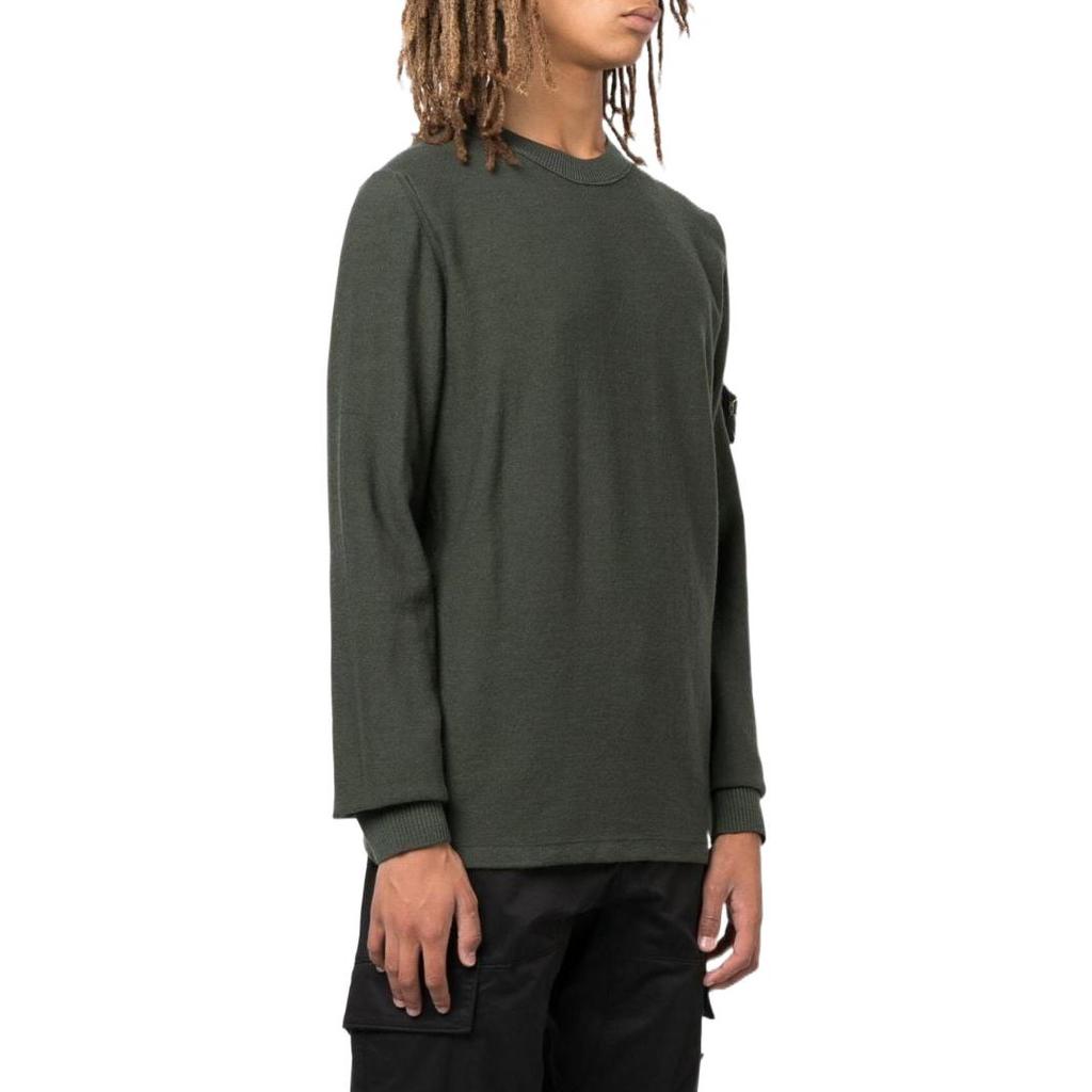 STONE ISLAND Логотип Пуловер с круглым вырезом Мужской свитер Желтый Зеленый 7715526A1V0058