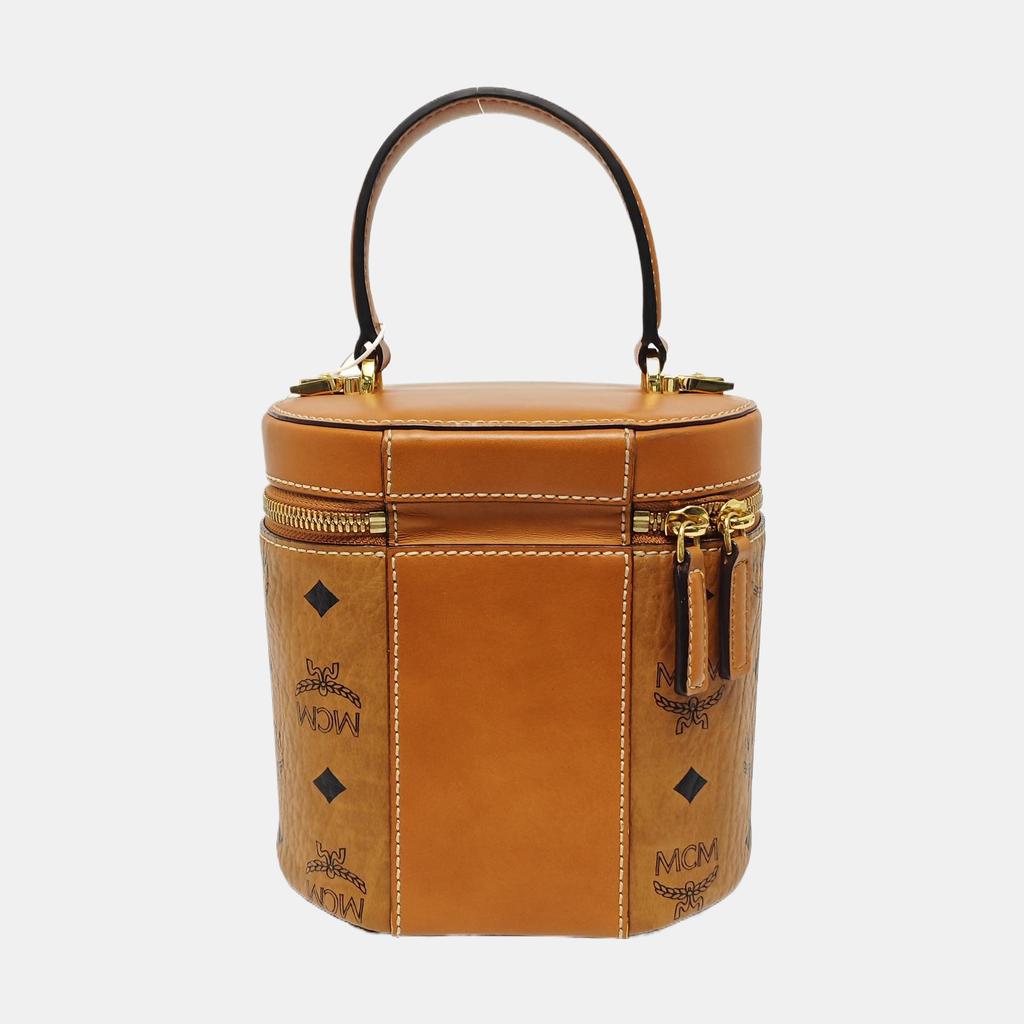 [Pre-Owned] Visetos Miniature Print Leather Cylinder Tote Bag - Good #14XNUA