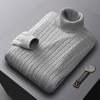 Men's Turtleneck Sweater Solid Color High Neck Pullover Knitted Sweaters Casual Elastic Sweatwear Mens Fall Winter