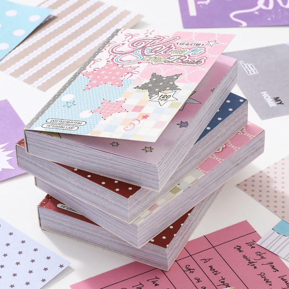Tear-Off Pages Material Book 120 Sheets Scrapbook Paper Set New Memo Pad Refill Pages DIY Journal