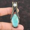 Amazonite Copper Wire Wrapped Pendant Rainbow Moonstone Jewelry Gemstone Wire Wrap Jewelry Handmade Pendant Wire Wrapped Pendant For Gift