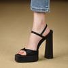 Сандалии на толстом каблуке с квадратным носком 2025 лето новый нишевый высокий каблук водонепроницаемая платформа с черной платформой женская обувь