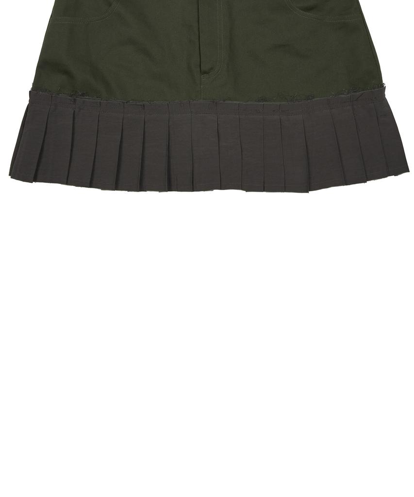 Love Is True Curved L Pleats Skirt(Khaki)