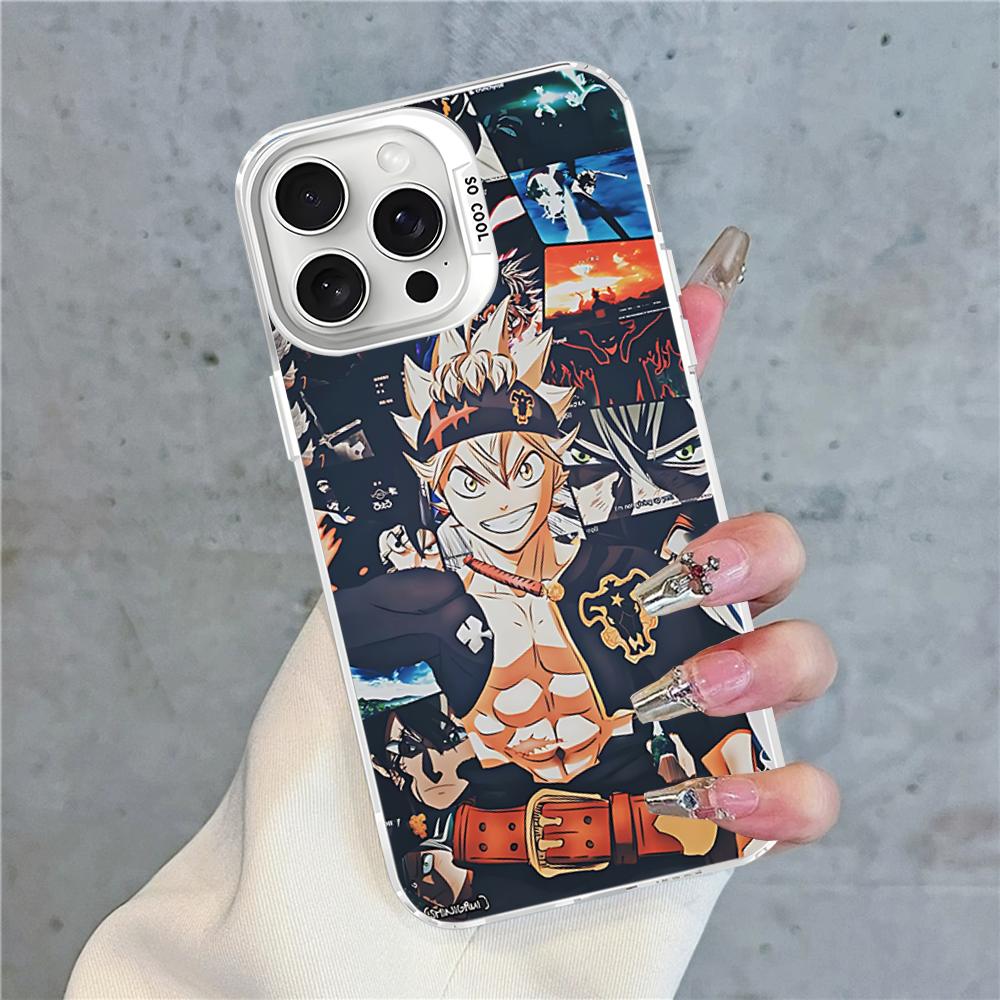 Чехол для телефона Черный клевер Для IPhone 16 15 14 13 12 11 Pro Max X XR XSMAX 8 7 Plus Матовый противоударный задний чехол