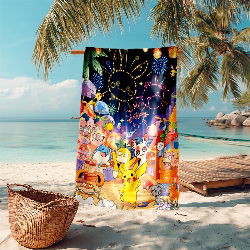 Pokémon beach towel Outdoor camping Beach towel for vacation swim Outdoor pool Absorbent bath towel
