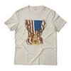 US Flag and Elk American Art Graphic T-Shirt Lightweight Cotton Tee