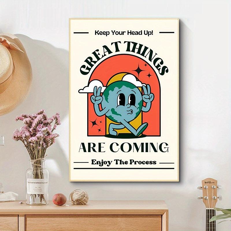 Classic Fabric Wall Art Poster "Great Things Are Coming" - Glitter-Embellished Unframed Canvas Print for Home & Office Decor