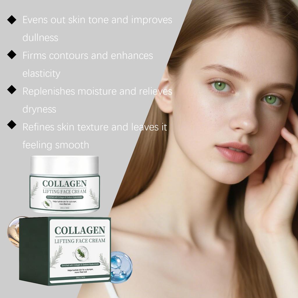Collagen Lifting Face Cream 50g, Anti-Aging Moisturizer, Firm Skin, Reduce Fine Lines, Brighten & Even Skin Tone, Quick Absorbing Facial Cream