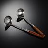 304 Stainless Steel Pear Wooden Handle Soup Shell Colander Small Porridge Spoon Small Hot Pot Spoon Household Kitchen Cooking Spoon