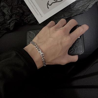 Браслет-цепочка унисекс кубинский: Модный хип-хоп-стиль, титановая сталь, не выцветает.