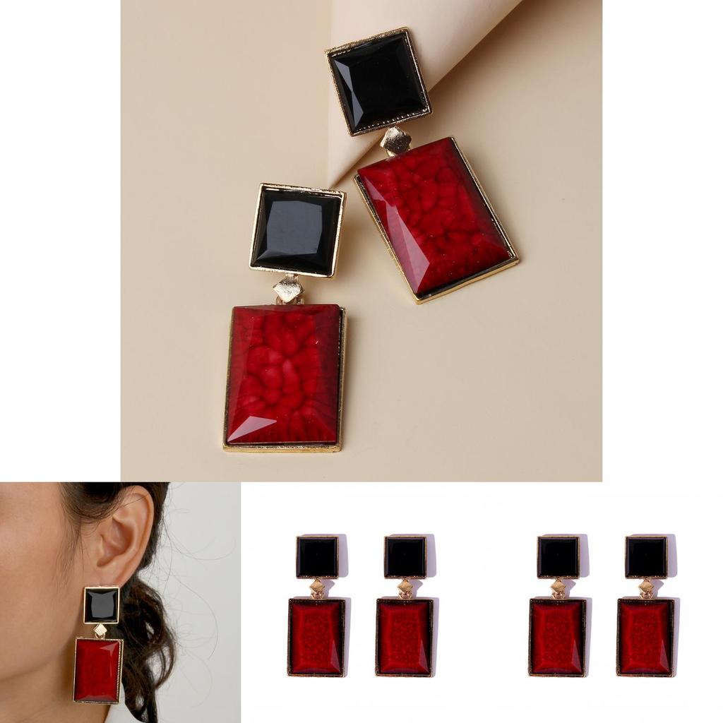 Винтажные геометрические серьги из смолы со стразами для женщин, ретро фестивальный модный аксессуар