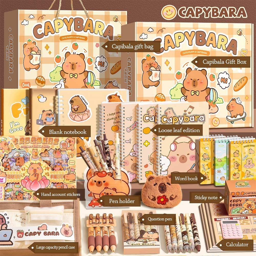 Large Capacity Gift Box Capybara Stationery Set Abundant School Supplies for Students