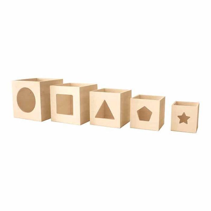 Stackable Cubes - Wood - 5 Pieces - Customizable - Dimensions from 6.5 To 12 Cm - Creative Decoration