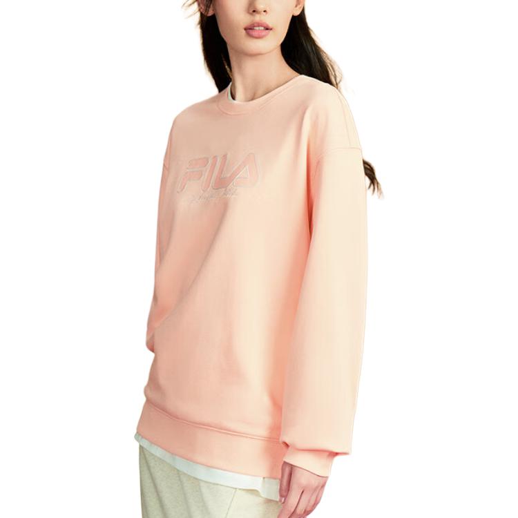 Fila Оригинальный флисовый свитшот свободного кроя в стиле ретро, унисекс, оранжево-розовый F51M449204F-PK