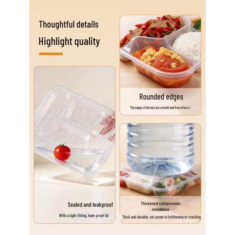 HANDUNYOU Disposable 3-Compartment Food Containers