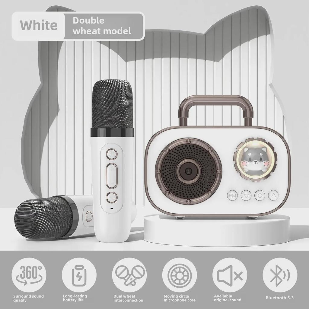 Портативная креативная Bluetooth-колонка в виде космической капсулы с микрофоном для пения на открытом воздухе и домашнего караоке