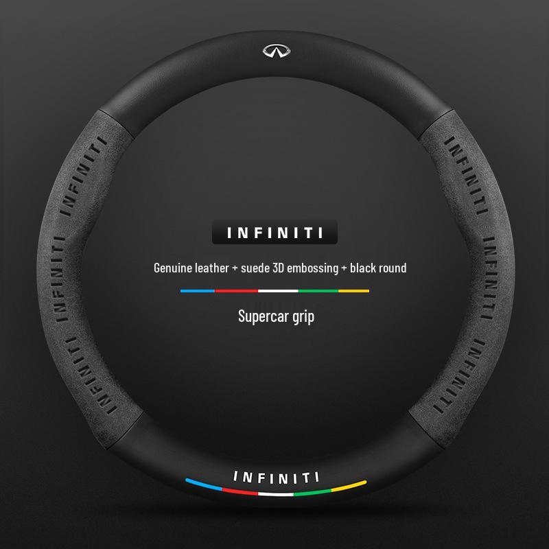 Infiniti Special Car Steering Wheel Cover - Genuine Leather, Suede, Carbon Fiber, Universal, Breathable, All-Season