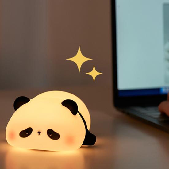 Ночной светильник с милой пандой, новинка, прикроватная лампа с изображением животных и таймером, сенсорное управление, регулируемая силиконовая декоративная лампа