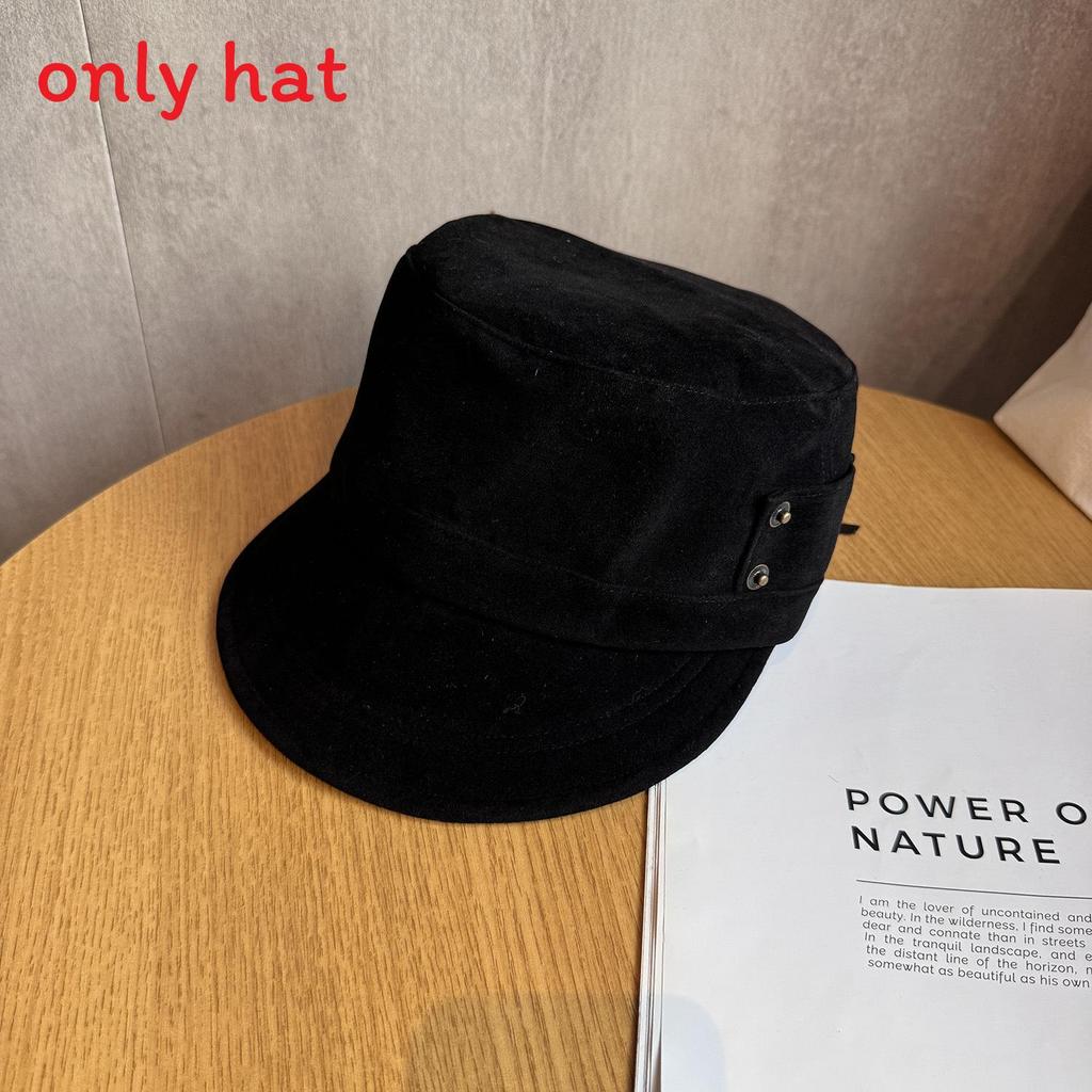 Solid Fashion Color Suede Women Casual Flat Top Hat For Autumn Winter And