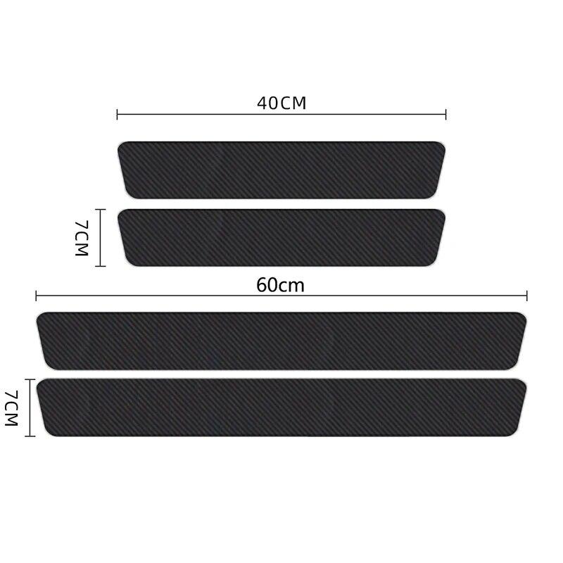 4PCS Car Door Sill Bumper Stickers Protector 3D Carbon Fiber Car Wrap Film Automotive Wrap Film Self-Adhesive Anti Scratches