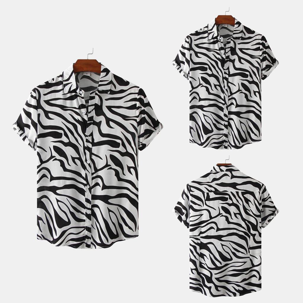 2022 Summer Men's Short Sleeve Floral Shirt - European and American Style