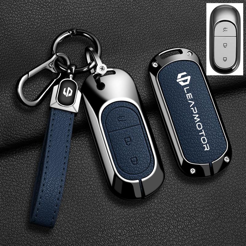 BFM1 Car Remote Key Case Cover For Leapmotor C16 C11 C10 C01 B10 T03 S01 Type Zinc Alloy Leather Protector Auto Keychain Accessories