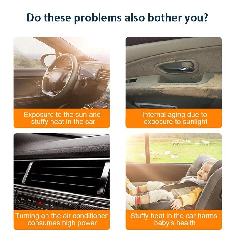 VIKEFON Car Sun Shade Side Window Curtain Front Rear Window Sunshade Summer UV Blocking Suction Cup Car Sun Protection Curtains