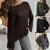 Женские вязаные топы с круглым вырезом и длинным рукавом, свитера, топы свободного кроя однотонные, осенние пуловеры, трикотаж