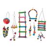 Bird Toy Set Colorful Boredom Relief Chewing Climbing Parrot Swing Bridge Toys for Parakeet Conure