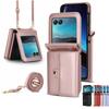 Suitable for moto Razr 70 mobile phone leather case, foldable solid color backpack, Samsung Z Flip8 flip cover with card slot case 6