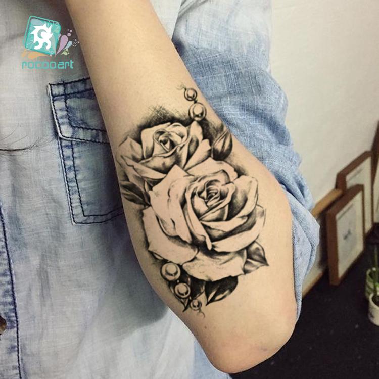 Waterproof Temporary Fashion Flower Feather Tattoo Designs for Women Arm Shoulder Neck Back Temporary Tattoo Skin