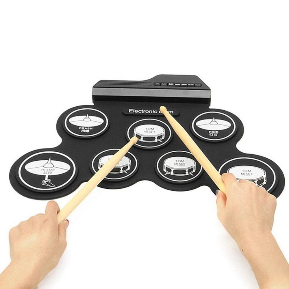 1 Box with Sound Effect Pattern Portable Electronic Drum Folding Music Drums for Beginner Practice