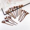 Cute Cat U-shaped Sandalwood Hairpin, New Chinese Retro Disc Hairpin, Ancient Style Hanfu Accessories, Head Accessories