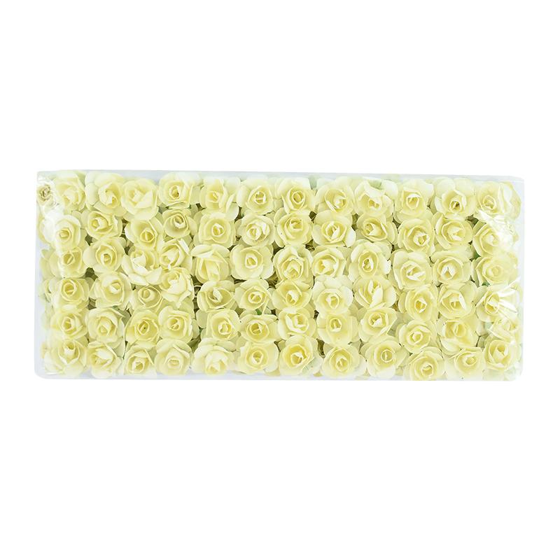 144pcs Mini 2cm Paper Rose Flower Heads Bouquet Artificial For Wedding Home Decoration Scrapbooking DIY Wreath