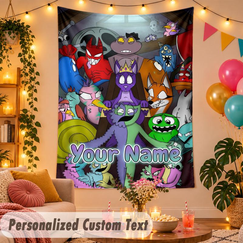 Garten of Banban Personalized Wall Tapestry Custom Name Text Polyester Hanging Decor Home Room