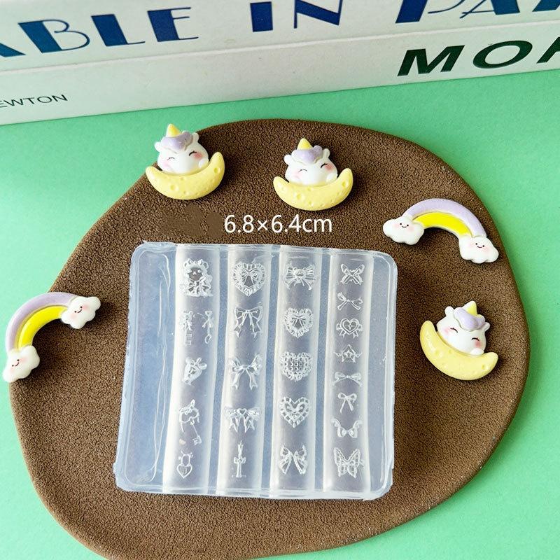 Сладкий бантик 3D силиконовая форма для ногтей Сердце Шаблоны для ногтей DIY Украшение для ногтей Пластины для стемпинга Инструменты для маникюрного дизайна