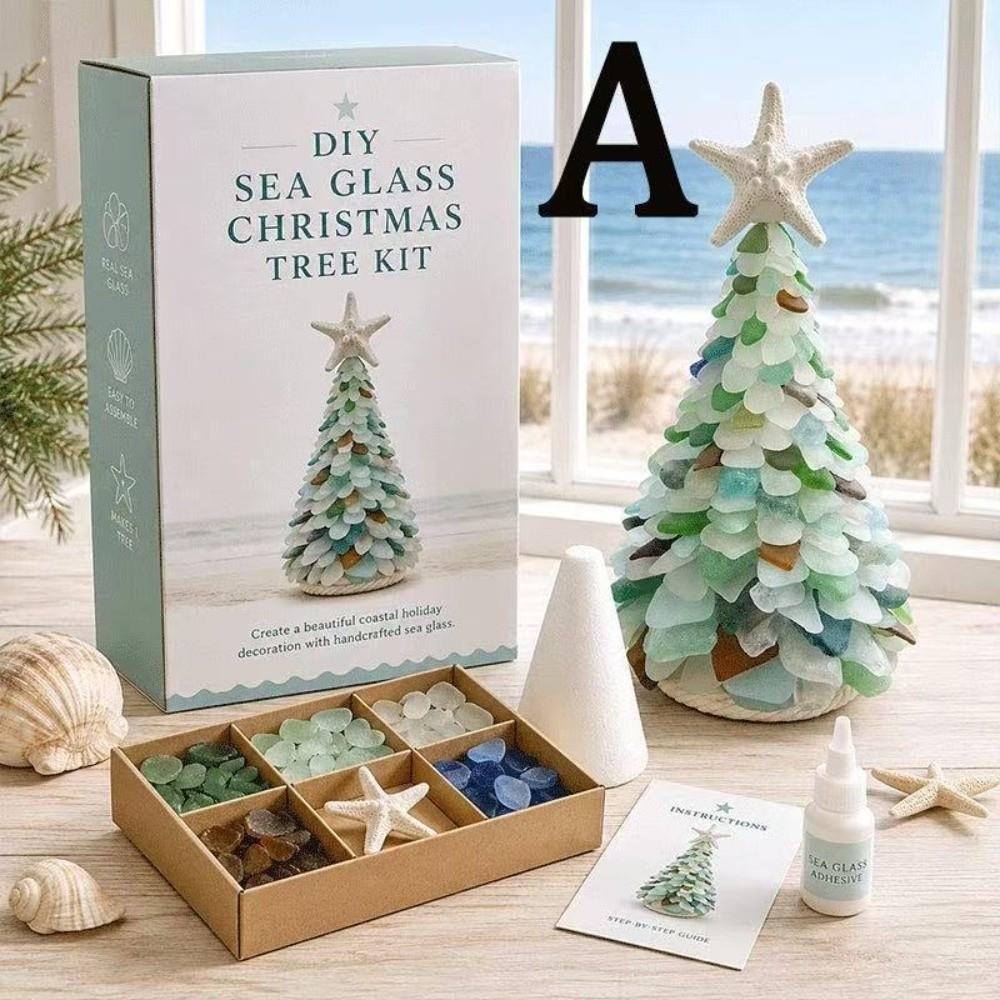 Pebble Stones Sea Glass Tree Kit 3D Design Christmas Craft Set Sea Glass Craft Set Home Decor