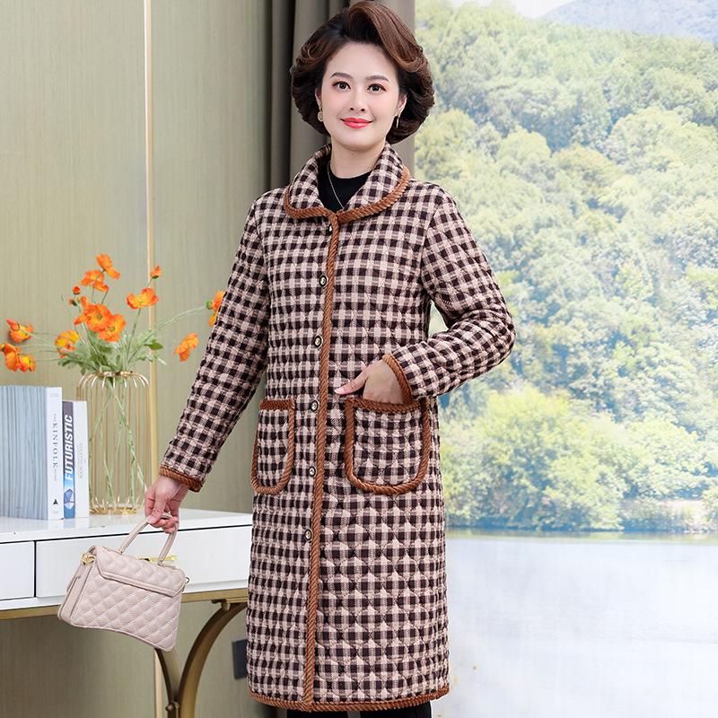 Женское легкое хлопковое пальто с бархатом, средней/длинной длины, модное теплое для осени/зимы, идеально подходит для мам среднего и пожилого возраста